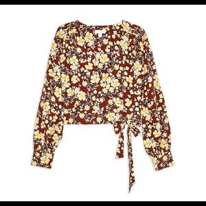 Top shop Floral wrap crop blouse